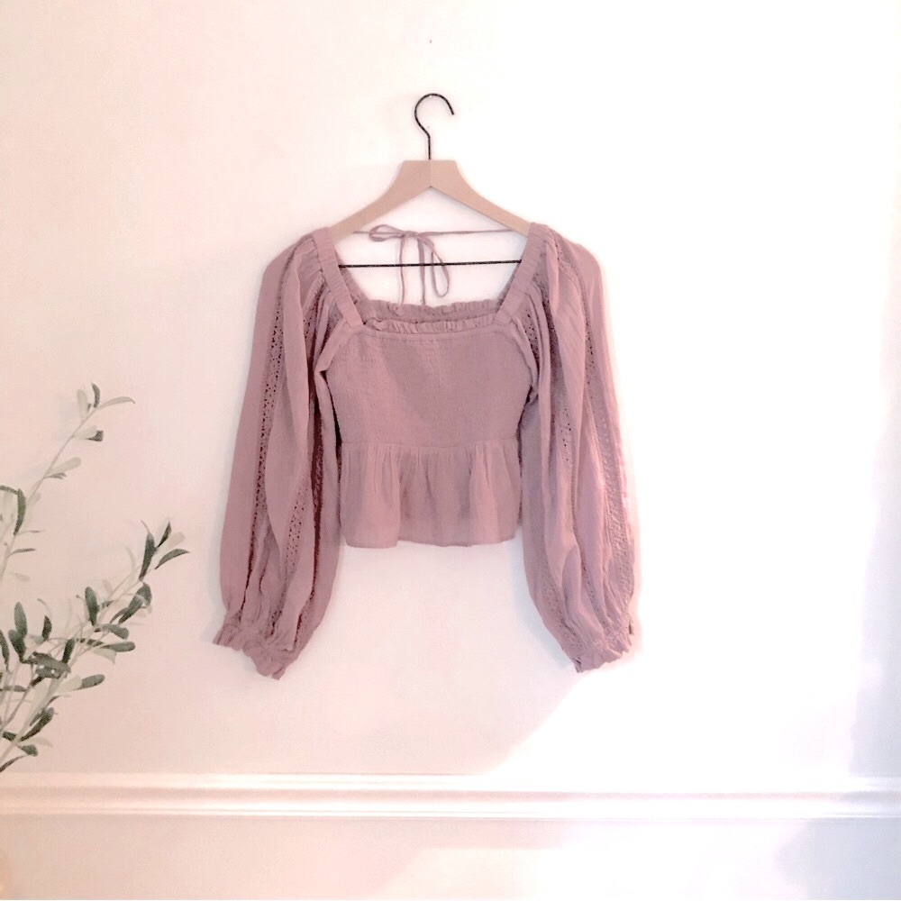 American Eagle Outfitters, Deep Mauve, Cropped Top
